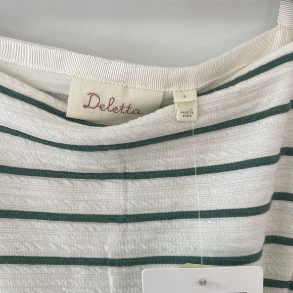 Green & White Striped Anthropologie Peplum Top - Picture 9 of 9